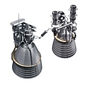 F-1 and J-2 rocket engines,illustration
