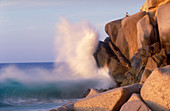 Waves hit rocky coast