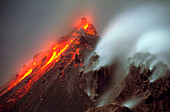 Soufriere Hills volcano erupting