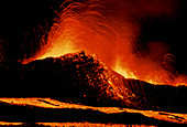 Lava fountains on Piton de la Fournaise volcano