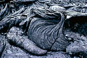 Folded formations of cooled lava