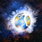 Illustration of the Earth Exploding
