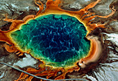 Aerial view of Midway Geyser,Yellowstone USA