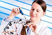 Female electrical engineer working