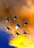 Drones flying in the sky,illustration