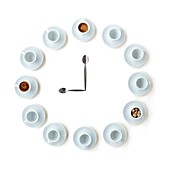 Coffee cups in the shape of a clock