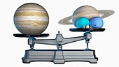 Jupiter compared with planets on scales