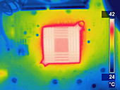 A thermogram of a hot computer chip