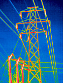 A thermogram of high voltage power lines