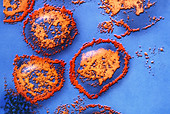 False colour SEM of HIV viruses