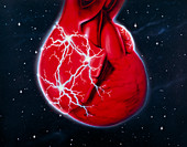 Abstract depiction of atrial fibrillation of heart