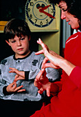 Teaching of sign language for the deaf