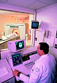Person undergoing a CAT scan of the brain