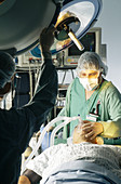 Anesthetist and patient