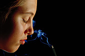 Woman and smoke
