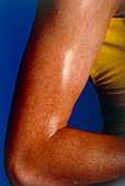 Bodybuilding: woman's arm & biceps,after workout