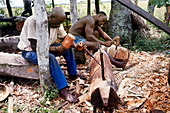 Libinza men making drums