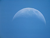 Crescent moon in daylight