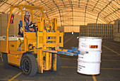 Operator moving radioactive nuclear waste