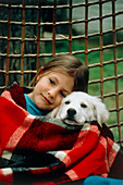 Pet dog and girl