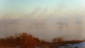 Steam fog forming over a lake, time-lapse