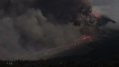 Pyroclastic flow on Mount Sinabung volcano