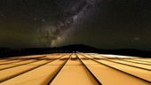 Milky Way over a roof, timelapse