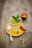 Mango sorbet with passionfruit and cardamom