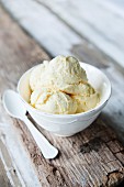 Vanilla ice cream in a bowl