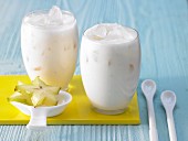 White tea smoothie with star fruit and cherimoya