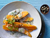 Steamed ginger carrots with herbs