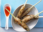 Lemongrass fish kebabs with red curry paste