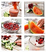 How to prepare cranberry and melon juice with cucumber