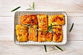 Polenta slices with Parmesan and rosemary