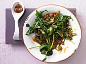 Pan-fried water spinach with beans (Asia)