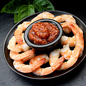 Prawns with a seafood dip