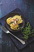 Tagliatelle with chanterelle mushrooms and thyme