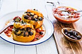 Yellow peppers stuffed with olives (Naples, Italy)