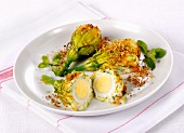 Gratinated courgette flowers filled with eggs
