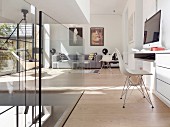 Workspace and living space with modern glass balustrade