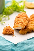 Gluten-free chicken escalopes in breadcrumbs, sliced