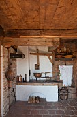 Traditionelle Kochstelle in einem historischen Bauernhaus
