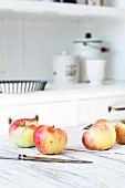 Gartenäpfel auf Küchentisch