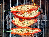 Grilled red peppers with sheep's cheese and rosemary