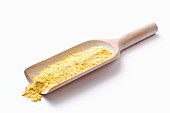 Lupin flour on a wooden scoop