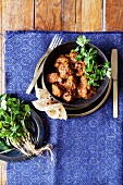 Indian madras curry with chicken and roti bread