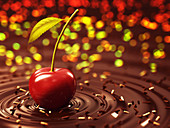 Cherry on chocolate,illustration