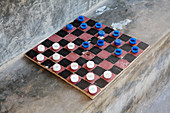 Homemade draughts board,Zanzibar