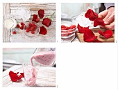 Rosenblüten-Milchmix mit Himbeeren zubereiten