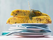 Pan-fried cornbread with sage and walnuts